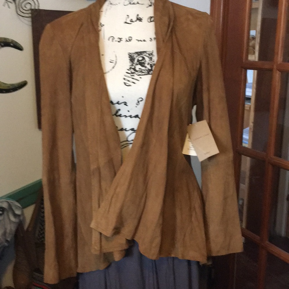 Coldwater Creek Suede Drape Front Jacket